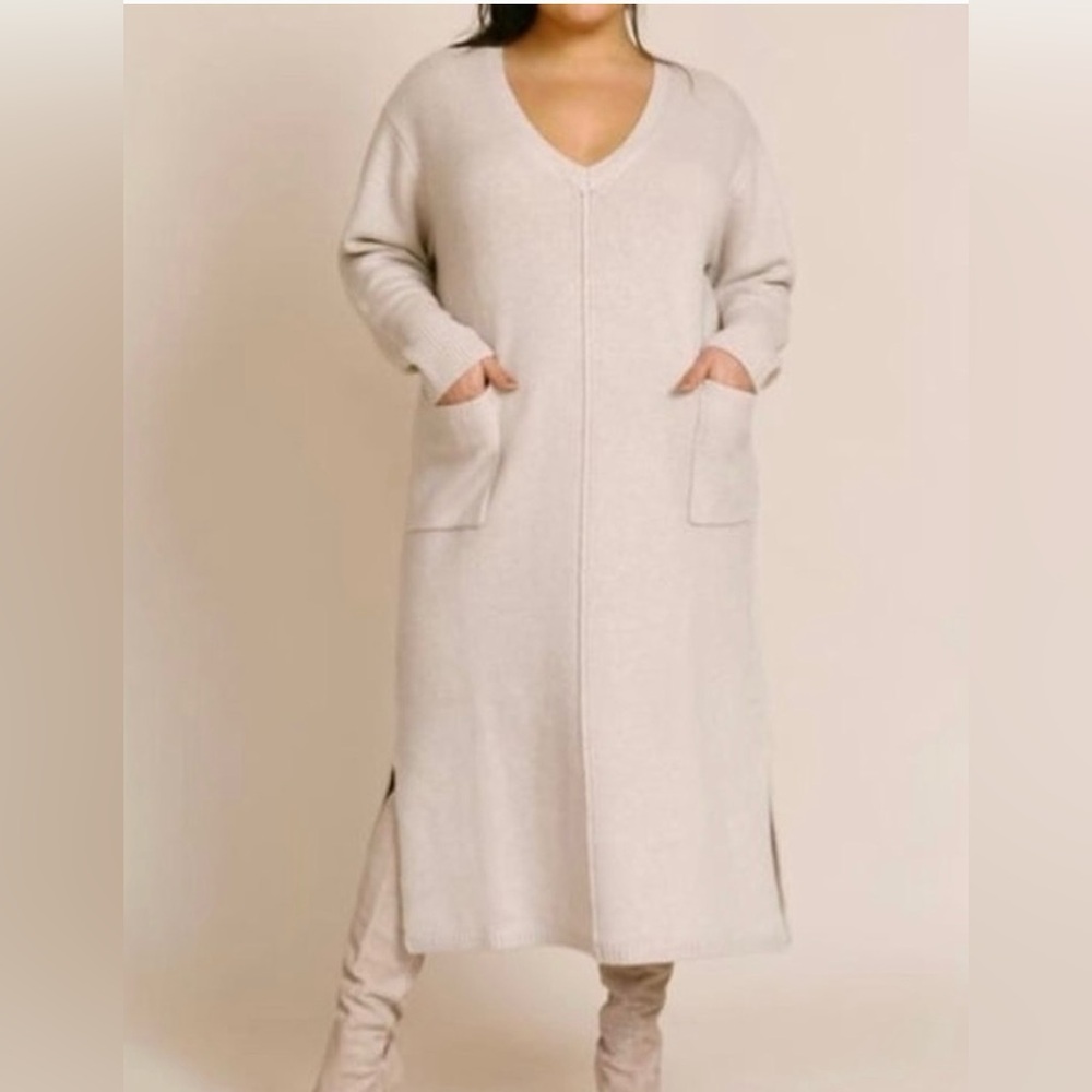 11 Honor’e Nola midi tan cashmere/cotton sweater dress
